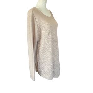Rafaella women’s large cream colored crew neck casual cable knit sweater top